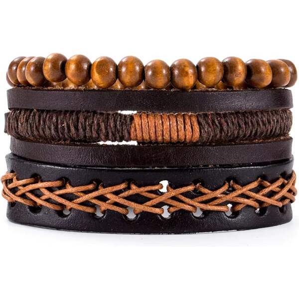 Zaujímavý komplet hnedých pánskych náramkov 65638755