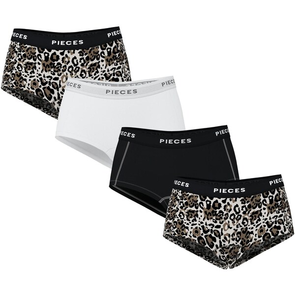 PIECES Nohavičky svetlobéžová / čokoládová / čierna / biela 63400432