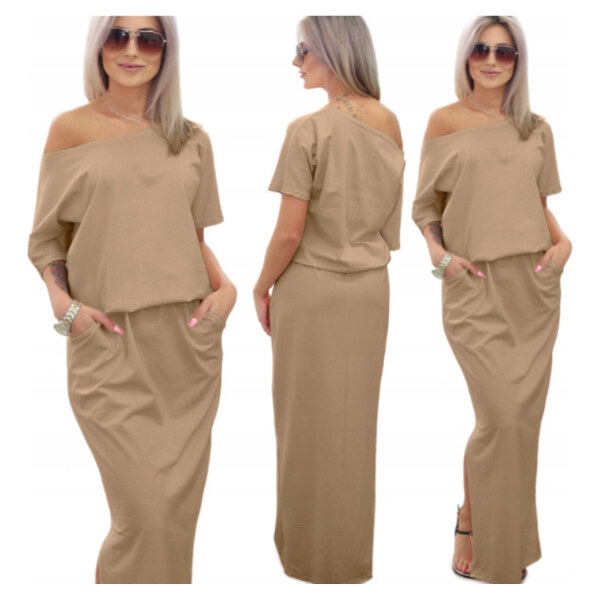 Športové maxi šaty s vreckami MF815 63400190