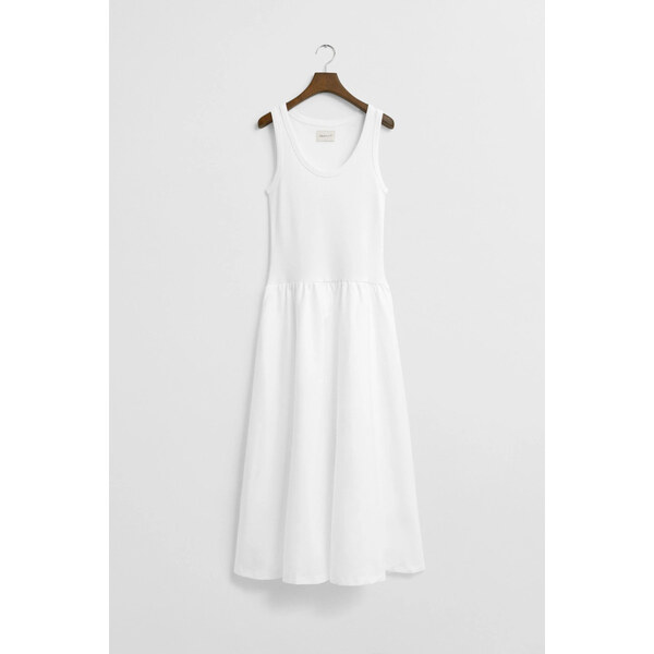 ŠATY GANT MIDI JERSEY WOVEN COMBO DRESS WHITE 63400102