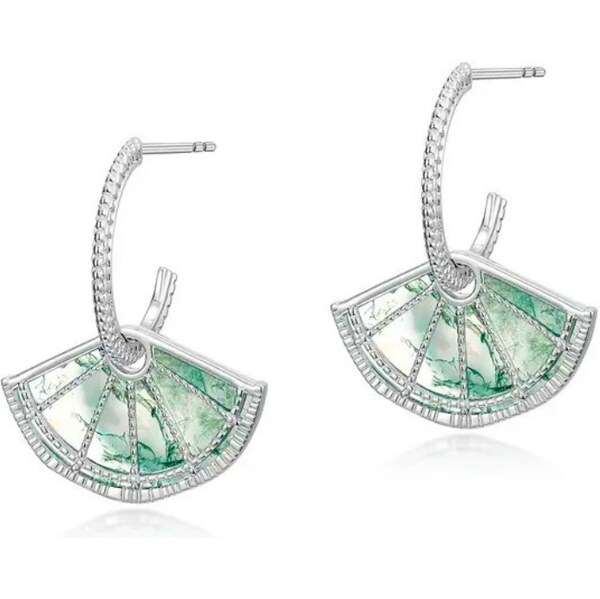 MAJYA Strieborné náušnice GROWTH s machovým achátom 11801 64582449