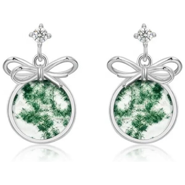 MAJYA Strieborné náušnice CANDYS s machovým achátom 11807 64582447