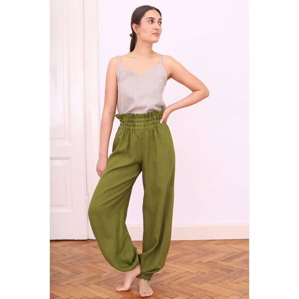Lotika Linen Ľanové háremové nohavice zoštíhľujúce 63408696