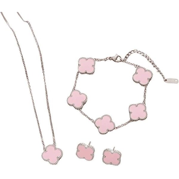 Glory Dámsky oceľový set Clover pink strieborný 665 63406996