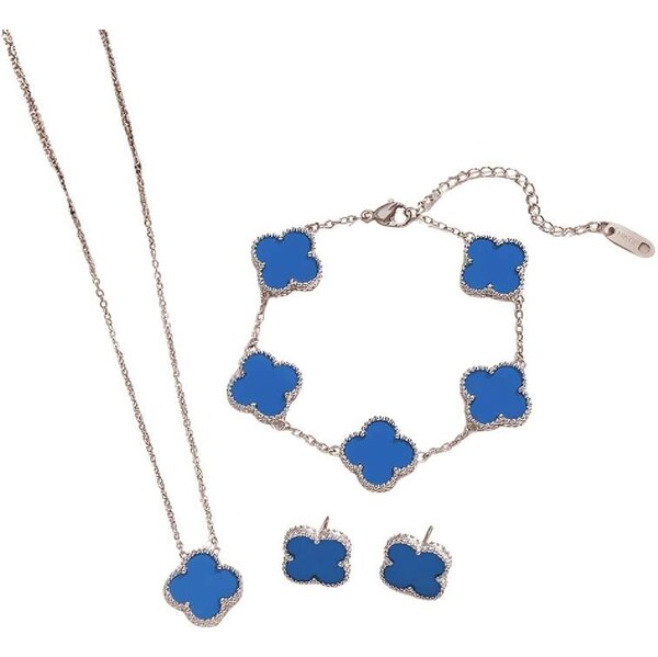 Glory Dámsky oceľový set Clover blue strieborný 667 63406998