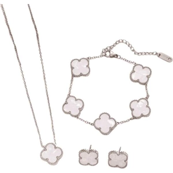 Glory Dámsky oceľový set Clover white strieborný 669 63407000