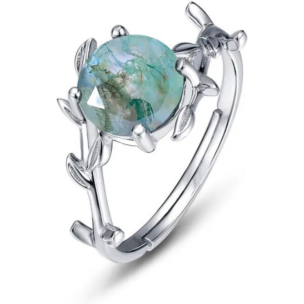 MAJYA Strieborný nastaviteľný prsteň DEEPER s machovým achátom 11814 64582450