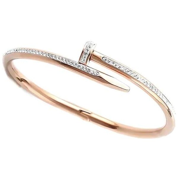 Glory Dámsky oceľový náramok ružovozlatý klinec zdobený zirkónmi 658 63302406