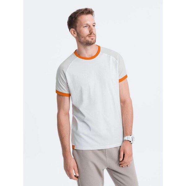 Ombre Clothing Bavlnené pánske tričko bielo-sivé s1623 63411687