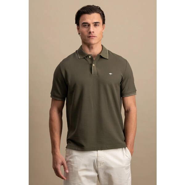 Pánska kaki premium cotton polokošeľa s detailom na límci FYNCH-HATTON 63411824