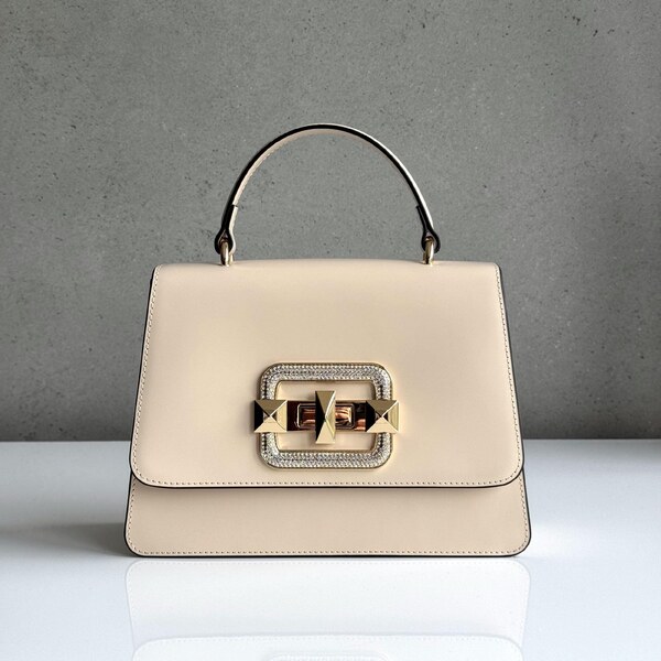 Kožená kabelka CROMIA Siwa krémová 63411838