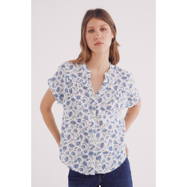 SPRINGFIELD Ľanová blúzka s V výstrihom 63423169