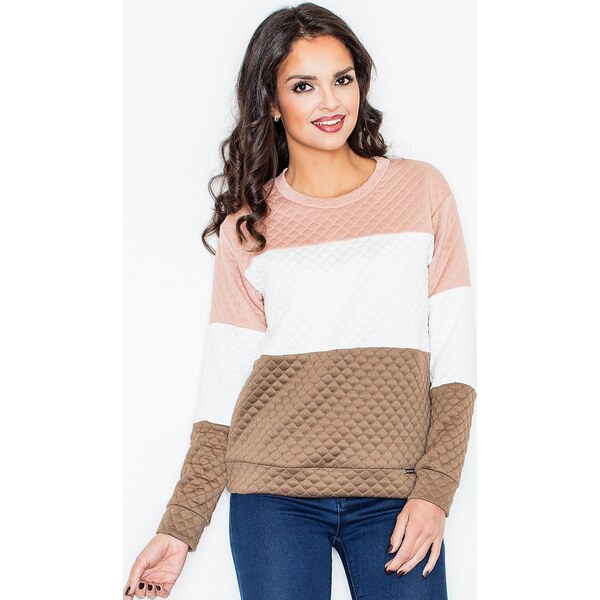 FIGL Trojfarebná štruktúrovaná mikina M426 Beige 66149572