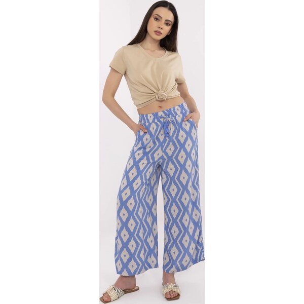 SUBLEVEL Modré dámske vzorované letné nohavice z viskózy D73771M62237H 63424997