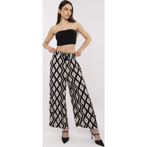 SUBLEVEL Čierne dámske vzorované letné nohavice z viskózy 63424998