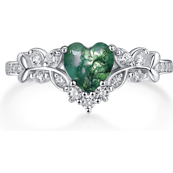 Olivie Strieborný prsteň MECHOVÝ ACHÁT 9534 64818330