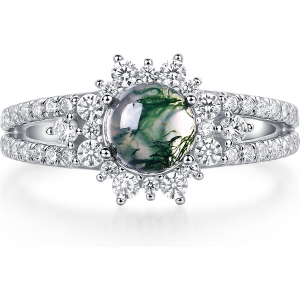 Olivie Strieborný prsteň MECHOVÝ ACHÁT 9534 64818331