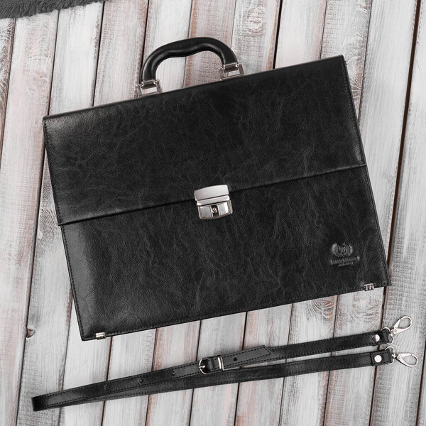 Paolo Peruzzi Pánska kožená aktovka do ruky a cez rameno | čierna S-43 63424834