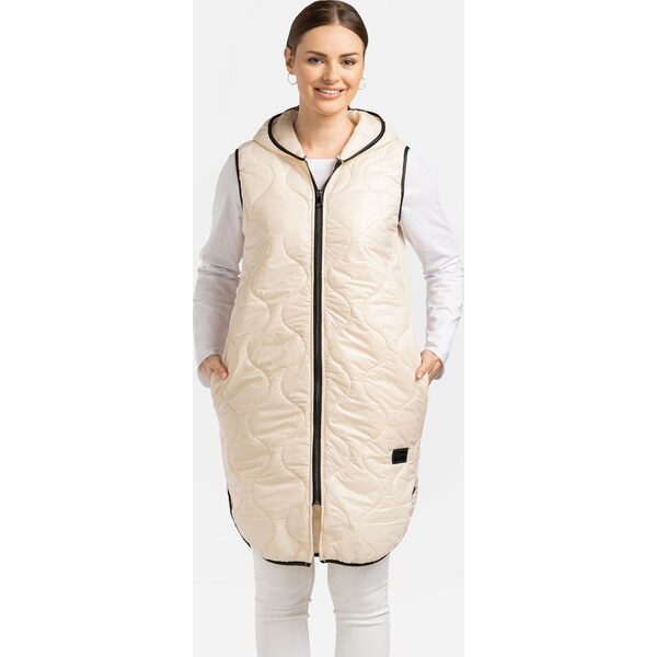 Perso Svetlo béžová ľahká dámska vesta s neodnímateľnou kapucňou BLE 63424991