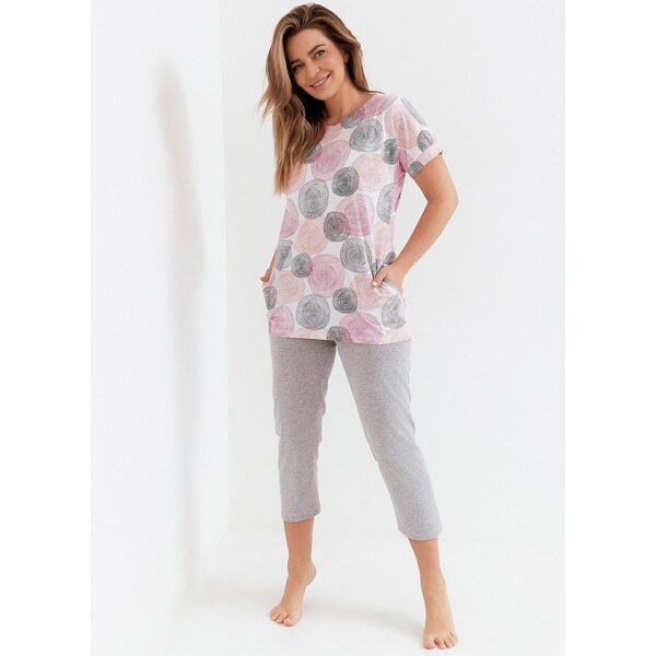 Cana Dámske bavlnené pyžamo 3/4 273, Farba biela 63425516