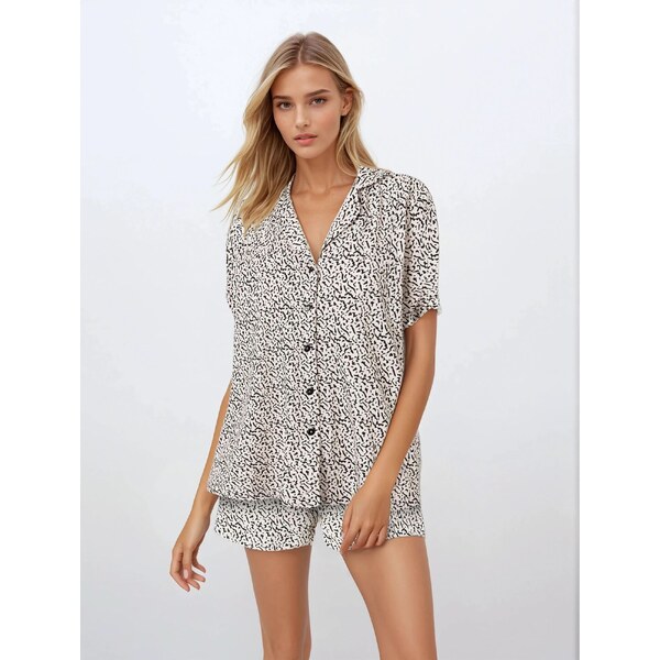 Momenti Per Me Luxusné dámske pyžamo krátke About Style, Farba béžová 63425527