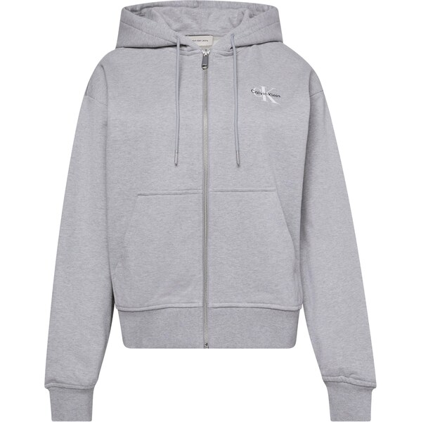 Calvin Klein Jeans Tepláková bunda sivá melírovaná / čierna / biela 63427745