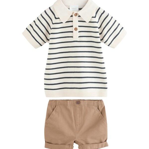 Next Set krémová / farba ťavej srsti / námornícka modrá 64293689