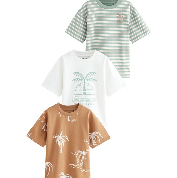 Next Tričko hnedá / zelená / biela 64488151