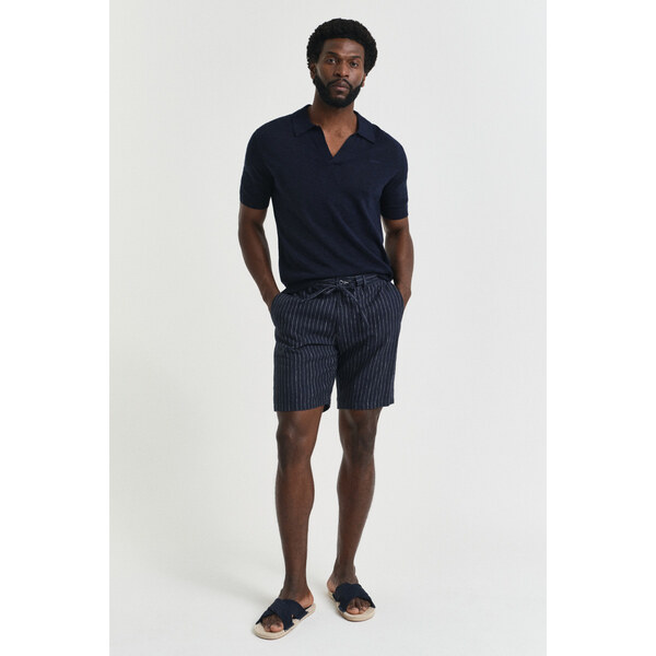 ŠORTKY GANT REL LINEN PINSTRIPE DS SHORTS DARKENED NAVY 63426131