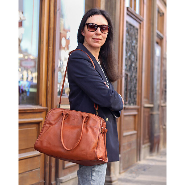 MARCO MAZZINI Taška z talianskej prírodnej kože | hnedá camel v251b 61815557