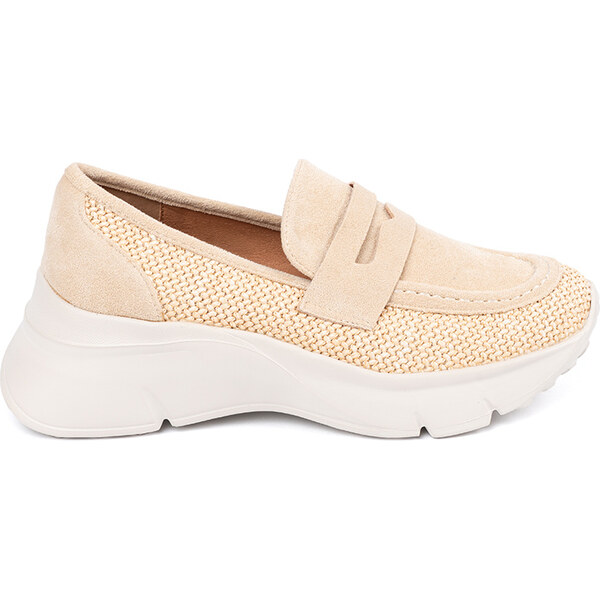 BASIC Svetlobéžové dámske nazúvacie tenisky na hrubej podrážke T621P 63430064