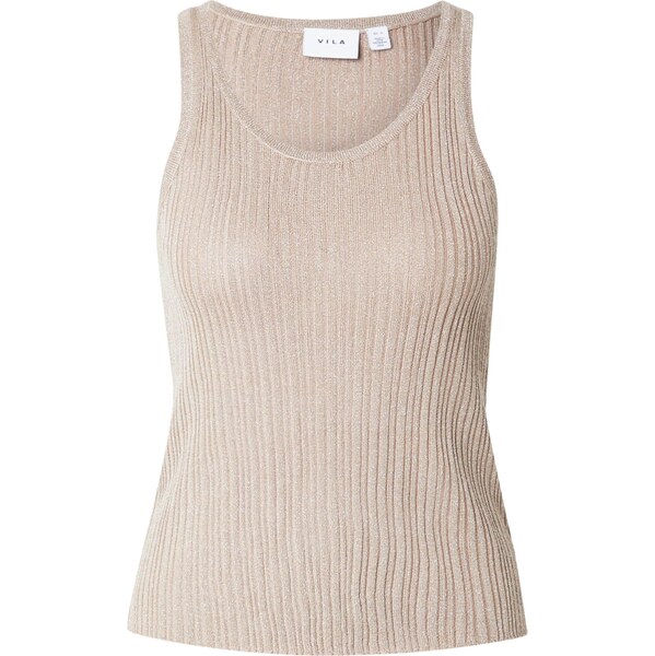 VILA Vyšívaný top VIFAME svetlohnedá 63430586