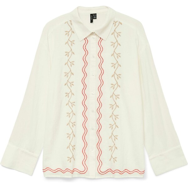 VERO MODA Blúzka VMDICTHE tmavobéžová / červená / biela 65875416