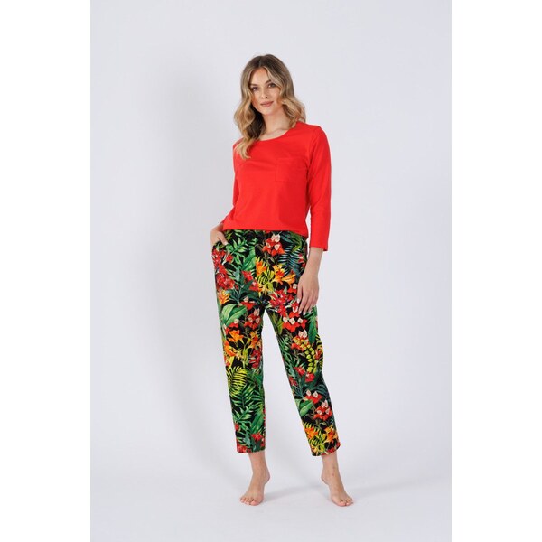 M-Max Dámske elegantné pyžamo kvetované Isbel, Farba malinová 63434014