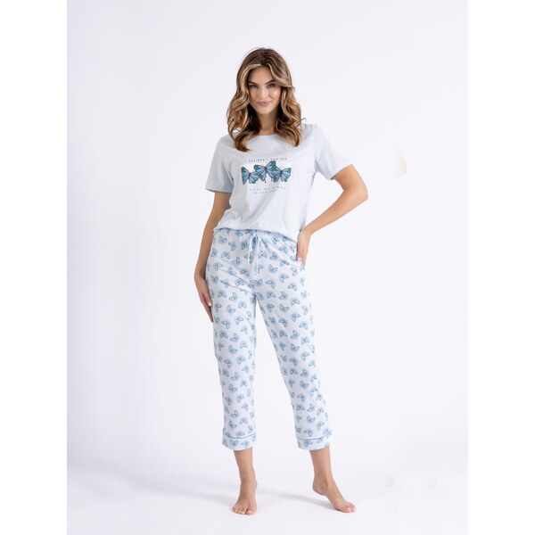 M-Max Dámske bavlnené pyžamo Solin, Farba blankytne modrá 63434027