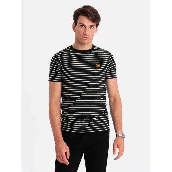 Ombre Clothing Letné tričko s krátkym rukávom čiernobiele v2 om-tsct 63440049