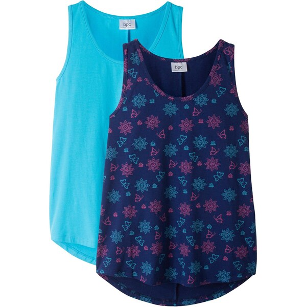 bonprix Top z elastického mixu bio bavlny (2 ks), farba modrá 44732257