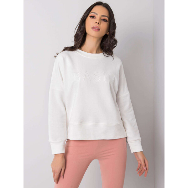 Smotanová dámska mikina s nápisom BASIC RV-BL-6080.19-ecru 20797905