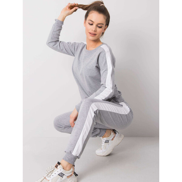 BASIC Šedá dámska tepláková súprava s pruhom -RV-KMPL-6180.04X-grey 21374991