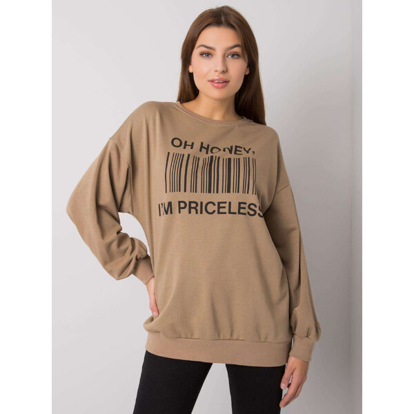 BASIC Tmavo béžová mikina s potlačou -em-BL-536 / 1U.84P-beige 26822849