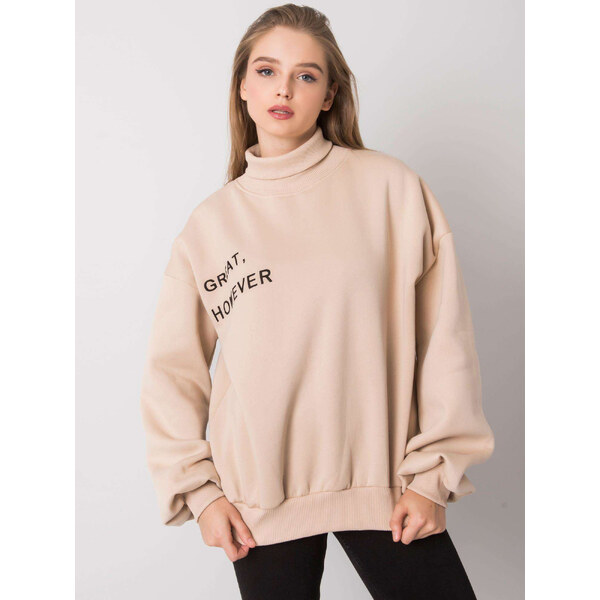 BASIC Béžová dámska mikina s rolákom -em-BL-649.23X-beige 27155401