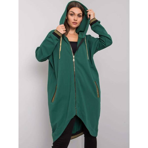 RELEVANCE Tmavo zelená dlhá mikina na zips RV-BL-6791.48-dark green 57948146