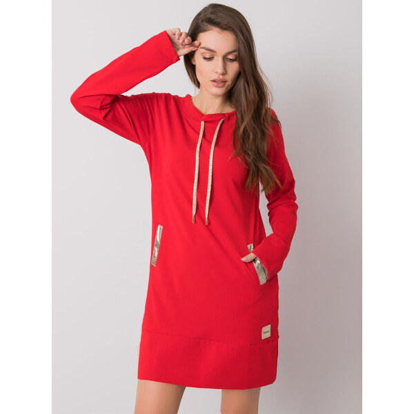 BASIC Červené mikinové šaty s vreckami RV-SK-6067.15X-red 24034784