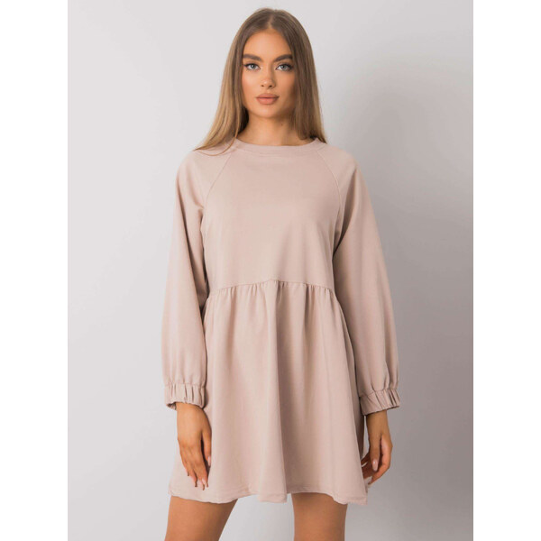 BASIC FEEL GOOD Béžové mini mikinové šaty s dlhými rukávmi RV-SK-7247 28058004