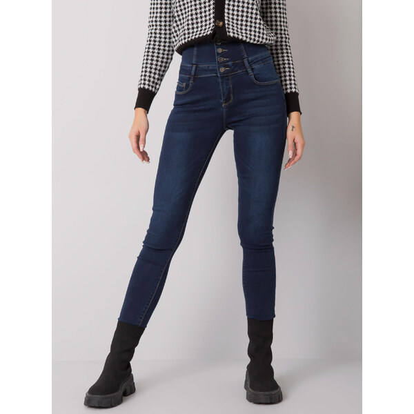 BASIC Tmavomodré dámske skinny džínsy NM-SP-L56.71-dark blue 28166352