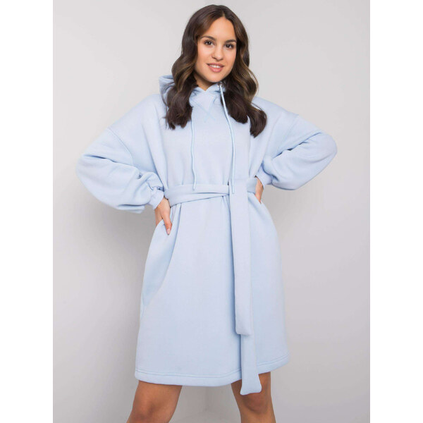 BASIC FEEL GOOD Svetlo modré mikinové šaty Raella s kapucňou a opaskom 29024791