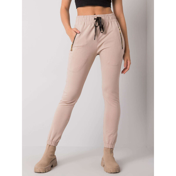 RELEVANCE Béžové tepláky s vreckami na zips RV-DR-7073.09P-beige 57949534