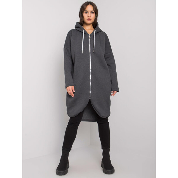 RELEVANCE Tmavo sivá dámska dlhá mikina na zips RV-BL-5775.17X-grafit 57951019