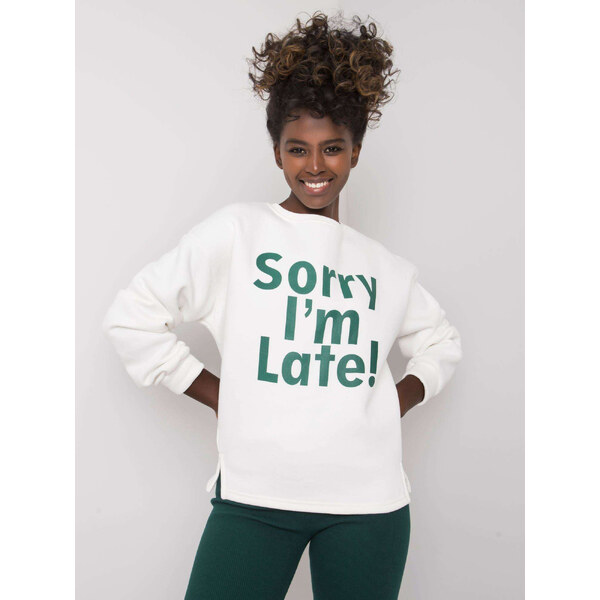 BASIC Smotanová dámska mikina s nápisom EM-BL-624.90P-ecru 25901715