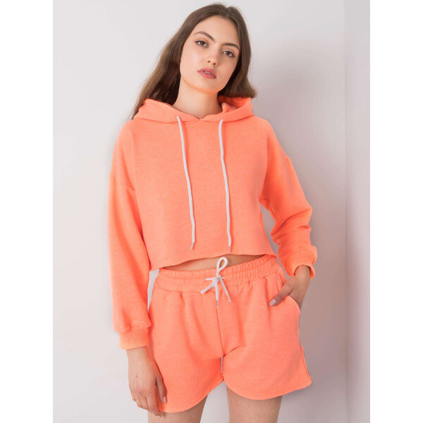 BASIC Neónovo-oranžová krátka tepláková súprava mikiny a šortiek -EM 25543845